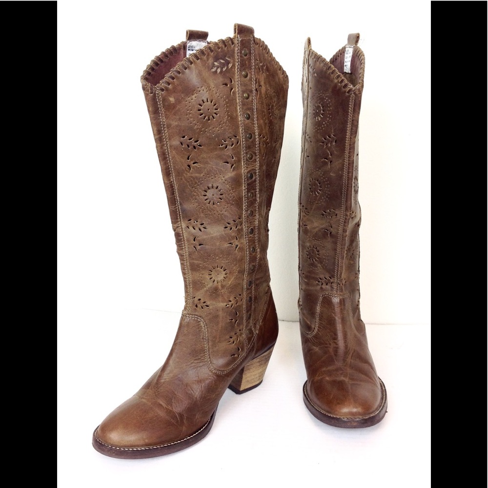 SOLD Dingo Leather Laser Cut Western Boots 8 -N787 - Picture 5 of 7